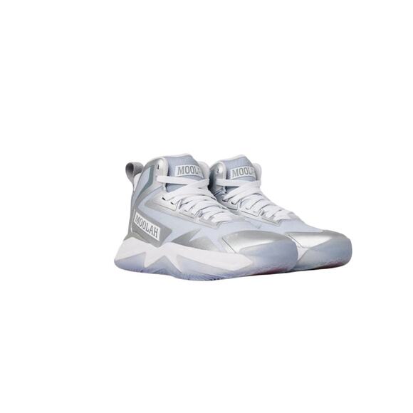 Moolah Triple Double White Silver Pro Basketball Glitch Mode Women Size 9 Nwob - Picture 1 of 7
